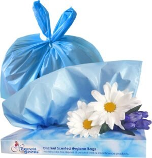 Heaven Scent Hygiene Bags 1.5MIL ULTRA-THICK Discreet Waste Disposal | Made in the USA | Mild Baby Powder Scented Trash Bags for Adult Briefs & Feminine Products – Small, 50 Bags