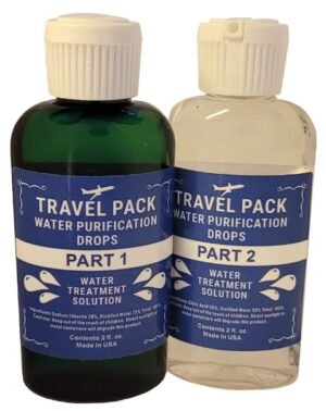 Travel Pack Chlorine Dioxide Water Purification Drops Kit 2 oz. Part 1 and Part 2