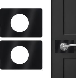 2 PCS Door Lock Hole Plate Fixing Cover Stainless Steel Door Reinforcement Plate Repair Installation Kit Black Deadbolt Door Plates Lever Backing Filler Reinforcer for Interior Exterior Doors