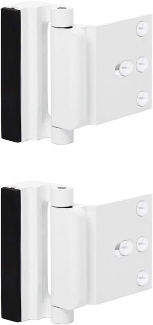 2 Pack Door Reinforcement Locks with 8 Screws, Home Security Door Lock for Toddler, Childproof Door Lock Night Lock Withstand 800 Lbs White