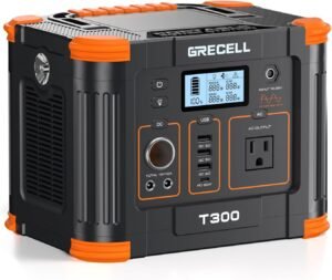GRECELL Portable Power Station 330W Solar Generator Fast Charging Emergency Power Backup Battery UPS for Home Outage RV/Van Road Trip Camping