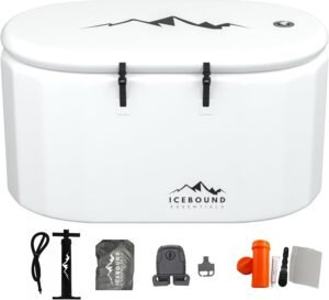 Immersion Cold Plunge – 135 Gallon Ice Bath and Cold Plunge Tub – Chiller Compatible Connections – Inflatable Cold Plunge – Durable, Portable, Insulated Cold Plunge Tub Design