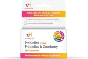 vH essentials Probiotics with Prebiotics and Cranberry Feminine Health Supplement – 60 Capsules