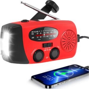 Solar Hand Crank Emergency Weather Radio,NOAA/AM/FM Portable Radio with 3 LED Flashlight 2000mAh Power Bank Cellphone Charger