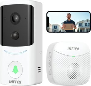Video Doorbell Camera Wireless-2K Outdoor Front Door Camera with Chime Included for Home Security, Easy Installation, AI Human Detection, Instant Alerts, Night Vision, Two-Way Audio, M1 White