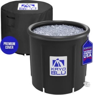 KRYO-BLU Ice Bath Tub with Premium 600D Full-Size Cover | Cold Plunge for Athletes | Cryotherapy for Fast Muscle Recovery (Premium Cover Included)