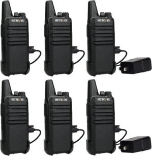 Retevis RT22 Walkie Talkies for Adults, Two Way Radios Long Range Rechargeable, VOX Handsfree, Mini Compact Walkie Talkie with Type C Charger, for School Church Restaurant (6 Pack)