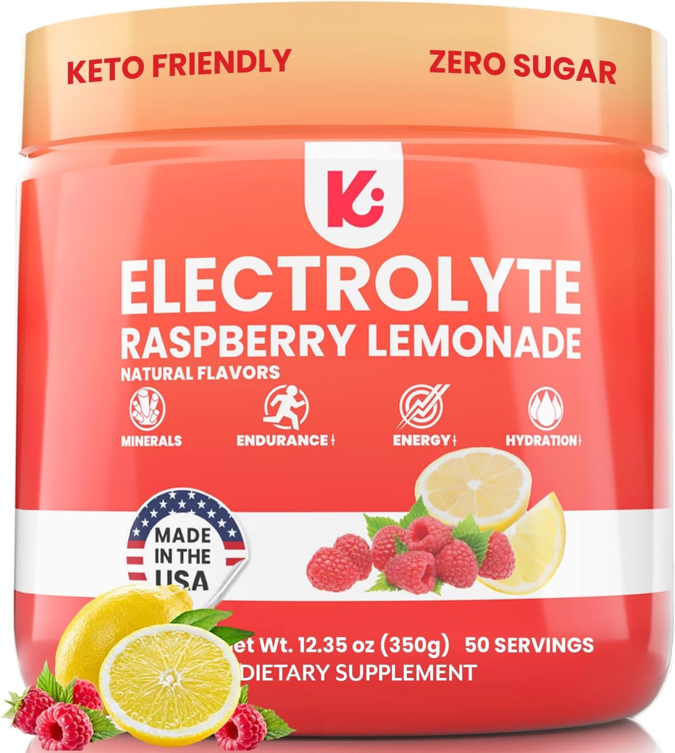 Keppi Keto Electrolytes Powder No Sugar - Sugar Free Electrolytes - Keto Hydration Electrolytes - Made in USA - Delicious Raspberry Lemonade Flavor - Mixes Easily No Clumps