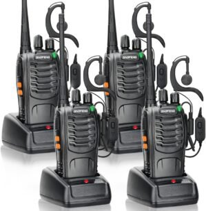 Walkie Talkies Long Range for Adults Copy Frequency Baofeng Radio Walkie Talkie Earpiece with Mic Rechargeable Handheld Two Way Radio with Charger Walky Talky for Cruise Ships Camping Skiing (4Pack)