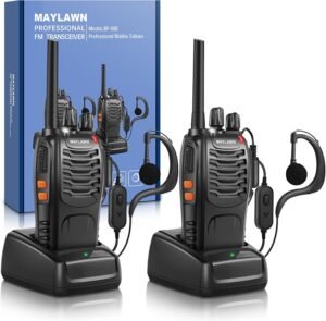 Walkie Talkies Pack of 2, Walkie Talkies Long Range for Adults with Rechargeable Batteries, Two Way Radios with LED Light Earpieces and Chargers, 16 Channels, Supports VOX Function