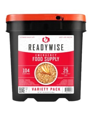 READYWISE – Variety Pack Bucket, 104 Servings, Emergency, MRE Meal & Drink Supply, Premade, Freeze Dried Survival Food, Hiking, Adventure and Camping Essentials, Individually Packaged, 25 Year Shelf Life