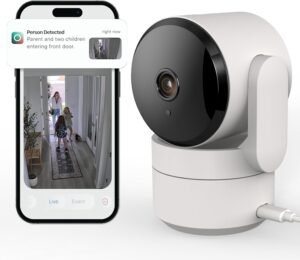Indoor Pan/Tilt Home Security Camera, 360° Plug-in, Night Vision, 2.4GHz Wi-Fi, 2-Way Audio, Smart Gen AI Motion Detection, Pet Camera with Phone App, Home Camera (White)