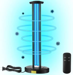 Qualirey UV Light, 100W Ozone Free UVC Light Home Disinfection Device, Remove Germs, Molds, Dust Mites Compliant Ultraviolet Lamp with Timing Remote Control