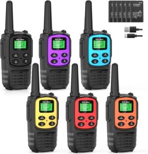 Walkie Talkies Long Range for Adults, Rechargeable Walkie Talkies 6 Pack with 22 FRS Channels, 2 Way Radios, NOAA, Li-ion Battery, LED Flashlight, VOX Gift for Family Hiking Camping
