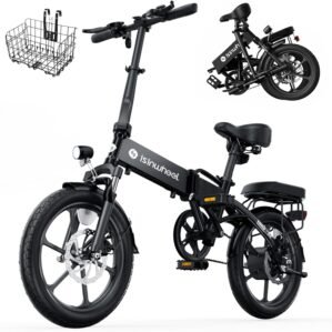 isinwheel U1 Electric Bike for Adults 500W Motor, 20 mph Folding Ebike, 14″/16″/20″ Adults Electric Bicycles with Smart Uphill, 280.8Wh Battery, 25 Miles PAS Range, Mini E Bikes for Adults and Teens