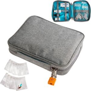 Smooth Trip Medicine Storage Bag and Medication Bottle Organizer – Slash-Resistant Medical Travel Bag with Food Grade Reusable Pill Pouches – Slim Design Fits in Carry-ons, Totes and Backpacks