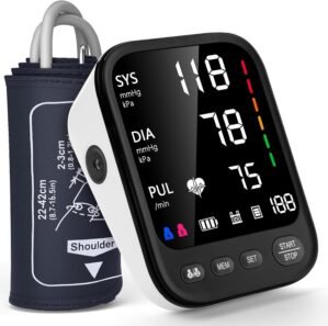 Blood Pressure Machine, Automatic Upper Arm Blood Pressure Monitor with 2×199 readout, 4.5 inch Backlit Large Screen Adjustable Large Cuff 9 to 17 inches – arrhythmia and Home Hypertension Detector
