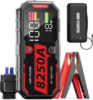 8250A Jump Starter Heavy Duty Battery Jump Starter Battery Pack (for 13.0+L Gas or up to 10.0+L Diesel), 2 USB-C Power Bank, 12V Auto Battery Booster Jump Box, 48-Months Stand-by Time