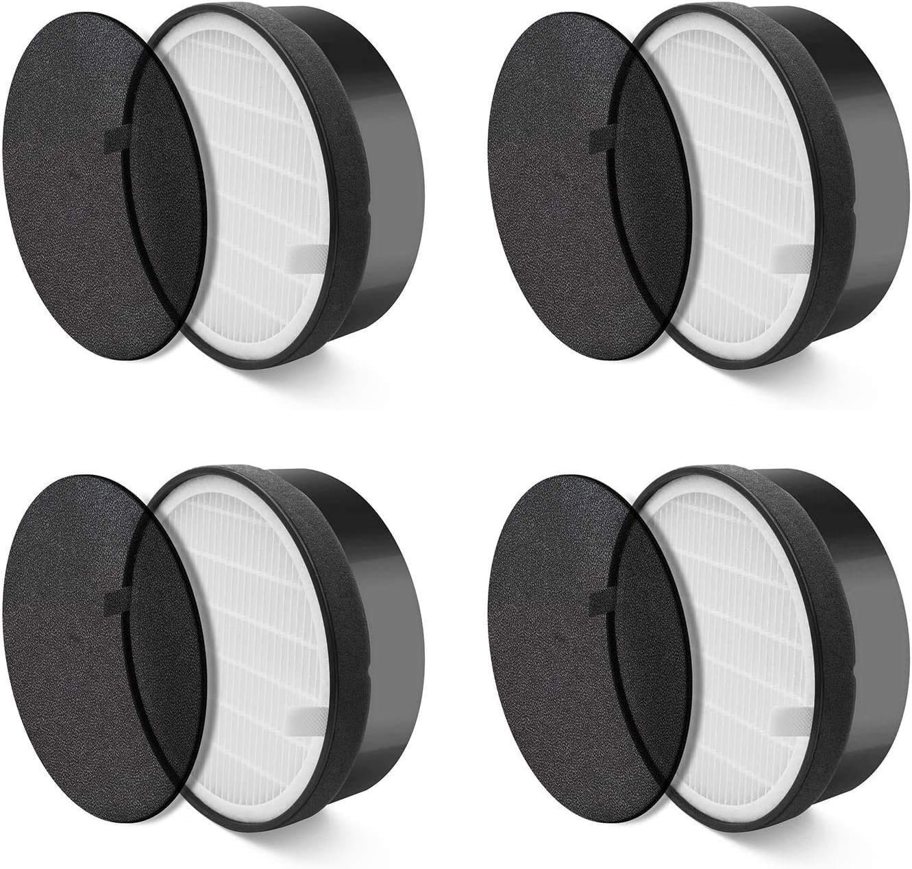 LEVOIT LV-H132 Air Purifier Replacement Filter LV-H132-RF, 4 Pack, 4 Count & Air Purifier LV-PUR131 Replacement Filter, True HEPA & Activated Carbon Filters Set, LV-PUR131-RF