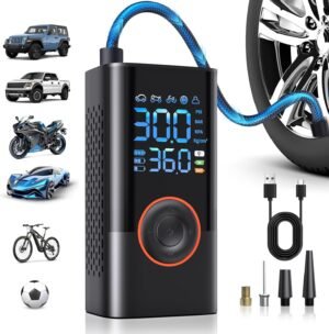 Tire Inflator Portable Air Compressor Portable Cordless Mini Air Pump with Digital Pressure Gauge 150PSI 3X Fast Inflation and Auto Shutoff Function Tires Pump for Cars Motorcycles Bikes Balls