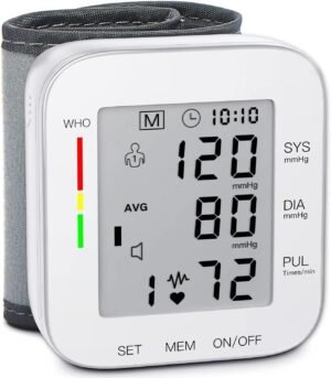 MMIZOO Wrist Blood Pressure Monitor Large LCD Display BP Machine Adjustable Cuff 5.31-7.68 inch Automatic 99×2 Sets Memory with Carrying Case for Home Use (W1681)