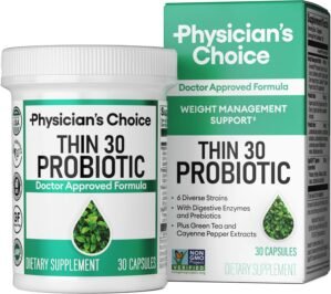 Physician’s CHOICE Probiotics for Weight Management & Bloating – 6 Probiotic Strains – Prebiotics – Key ingredient Cayenne & Green Tea – Supports Gut Health – Weight Management for Women & Men – 30 CT