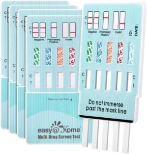 Easy@Home Multi-Drug Screen Test: Testing Amphetamine Oxazepam Cocaine Morphine Cannabinoids Home Urine Drug Testing Kits – #EDOAP-754 (5 Pack)