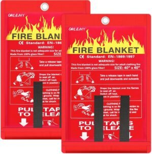 Fire Blanket – 2 Pack – 40″ x 40″ Emergency Fire Blanket for Home and Kitchen, Suppression Flame Retardant Emergency Fire Blanket for Camping, Grill, Kitchen, Home, Car, School, Warehouse