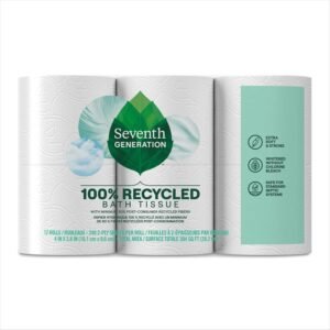 Seventh Generation Toilet Paper Recycled Bath Tissue 4-Pack 100% Recycled Paper 2-ply without Chlorine Bleach 12 Rolls