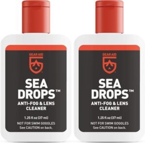 GEAR AID Sea Drops Cleaner and Anti-Fog for Dive and Snorkel Masks, Clears Up Dirty, Foggy Lenses, 1.25 fl oz
