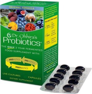 Dr. Ohhira’s Probiotics Original Formula with 3 Year Fermented Prebiotics, Live Active Probiotics and The only Product with Postbiotic Metabolites, 100 Capsules