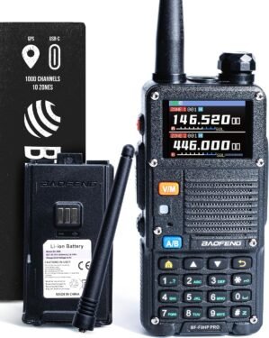 BAOFENG BF-F8HP PRO (UV-5R 7th Gen) 8W Tri Band Two-Way Radio – VHF/1.25M/UHF, IP54, 1000 Channels, GPS, Aviation Band Scanner, NOAA Weather Mode, USB-C Rechargeable Battery
