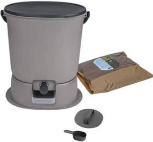 compost bin Compost Bucket Indoor Bokashi Composting System – Kitchen Compost Buckets with Faucet and Air Tight Seal Lid ,Practical Way to Collect All Your Organic Waste, with 1.1lbs of Compost Bran a