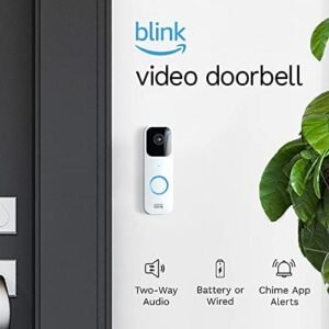 Like-New Blink Video Doorbell (newest model), Two-way audio, HD video, motion and chime app alerts, and Alexa enabled — wired or wire-free (White)