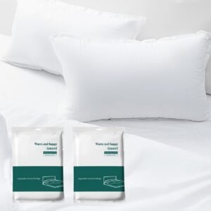 2 Pack Disposable Bed Sheets King Size, 4 Pcs Portable Travel Bedding Set with Bedspread, Duvet Cover, and 2 Pillowcases, Lightweight, Breathable, Ideal for Hotels, Business Trips