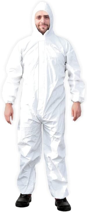 Ever Ready First Aid Disposable Microporous Coated Coverall Suit with Elastic Wrists, Elastic Ankles, Elastic Waist And Hood