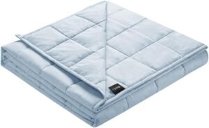 ZonLi Weighted Blanket (48″x72″,12lbs, Cambridge Blue) for Adults, High Breathability Heavy Blanket, Soft Material with Premium Glass Beads