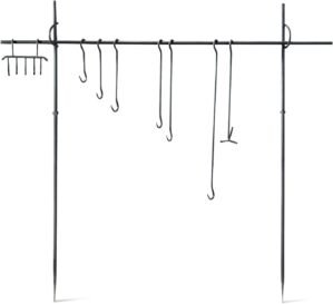 Guide Gear Campfire Cooking Equipment Set; Heavy-Duty Iron Side Posts, Hooks, Lid Lifter, Utensil Holder and Poker