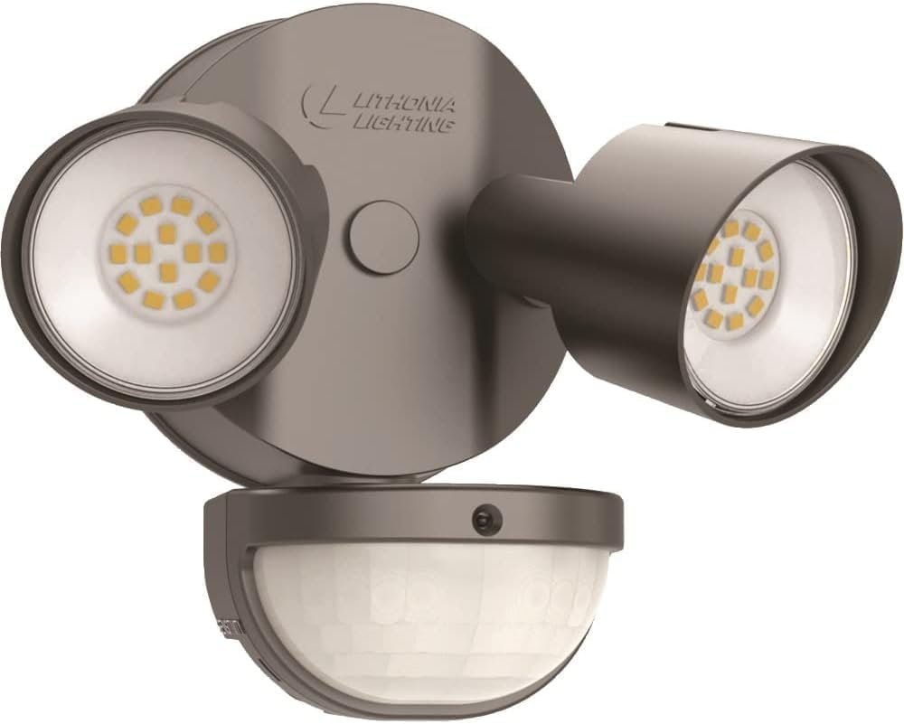 Lithonia Lighting HGX LED 2RH 40K 120 MO DDB M2 HomeGuard Security Flood Lights, 4000 Lumens, 2-Light, Photocell Sensor and Motion Detection, Dark Bronze