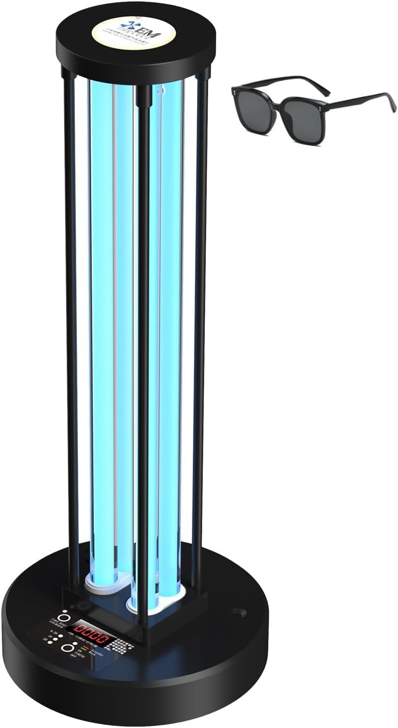 Ultraviolet Germicidal Lamp, 72w UV+Ozone Light for Whole Room, 99.99% Sanitization Rate, Three-Step Timing Remote Control, Blue Light,for Home/Office/School