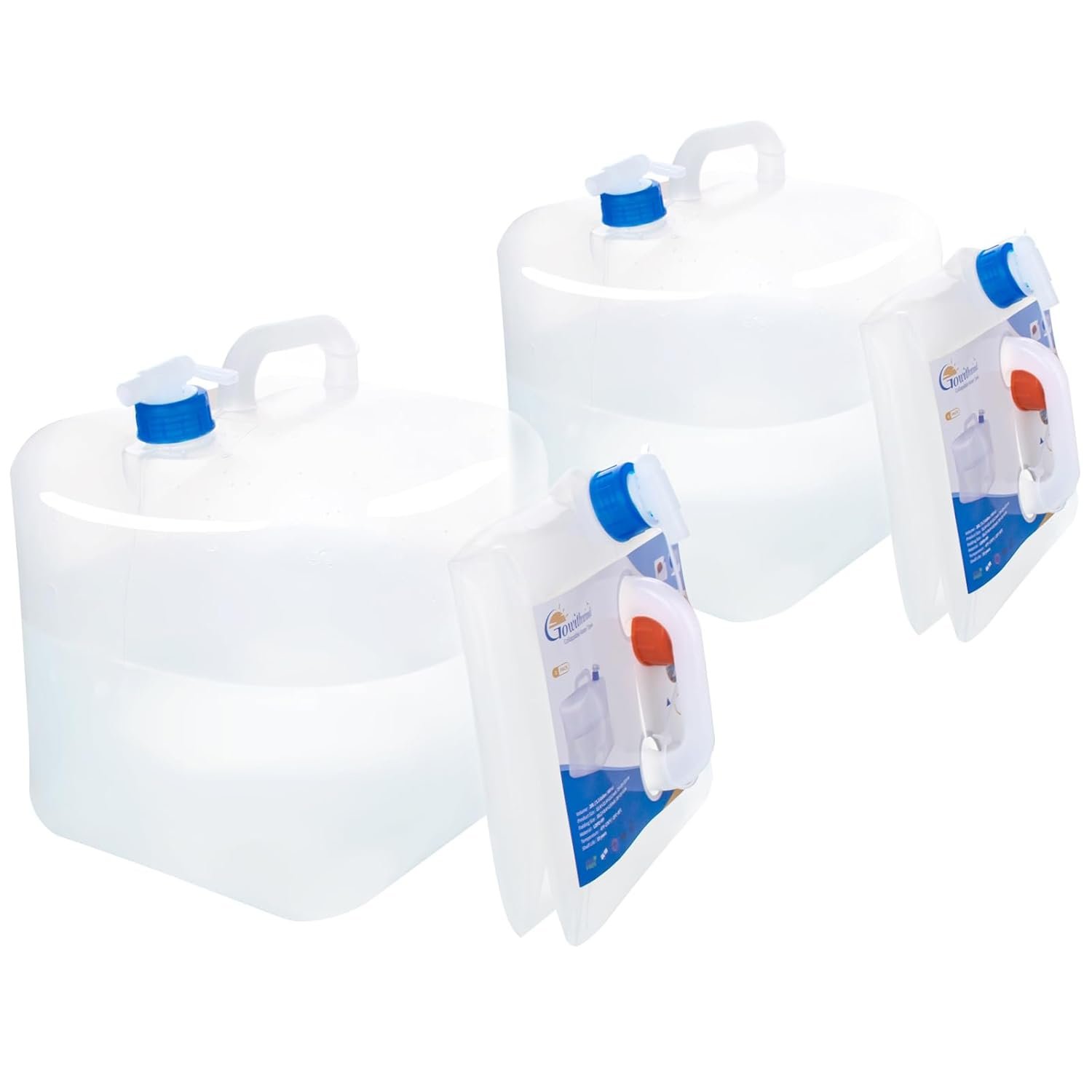 Collapsible Water Container with Spigot, 2×2.6 Gallon BPA Free Camping Water Storage Jug Water Carrier for Outdoor Hiking Backpacking & Emergency Survival Kit, Foldable Portable Canteen