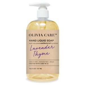Olivia Care Antibacterial Hand Soap – Infused with Sage & Tea Tree Oil & Lavender Thyme Fragrance, Cleansing, Germ-Fighting, Moisturizing Hand Wash for Kitchen & Bathroom – 18.5 fl oz