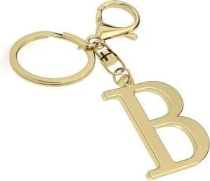 Stainless Steel Gold Letter A-Z Keychain for Women Men, Initial Letter Pendant with Key Ring, Charms for Key Backpack Bag