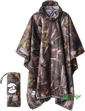 SaphiRose Extra Thick Hooded Rain Poncho Double Layer Waterproof Raincoat Jacket for Men Women Adults