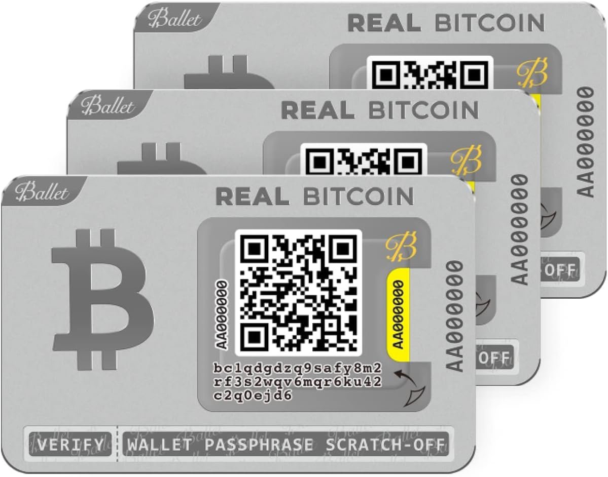 Ballet 3-Pack Gift Set Real Bitcoin - The Easiest Crypto Cold Storage Card - Cryptocurrency Hardware Wallet with Multicurrency and NFT Support
