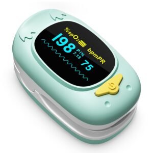 Children Pulse Oximeter Fingertip Pulse Oximeter for Kids Child Blood Oxygen Monitor Portable Blood Oxygen Saturation Monitor SpO2 Finger Pulse Oximeter Included With AAA Battery