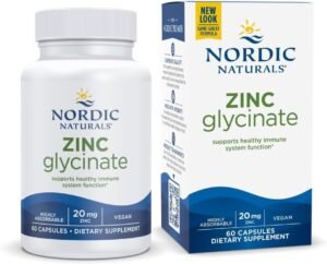Nordic Naturals Zinc Glycinate – 60 Capsules – 20 mg Highly Absorbable Zinc Glycinate – Optimal Wellness – Non-GMO, Gluten Free, Vegan – 30 Servings