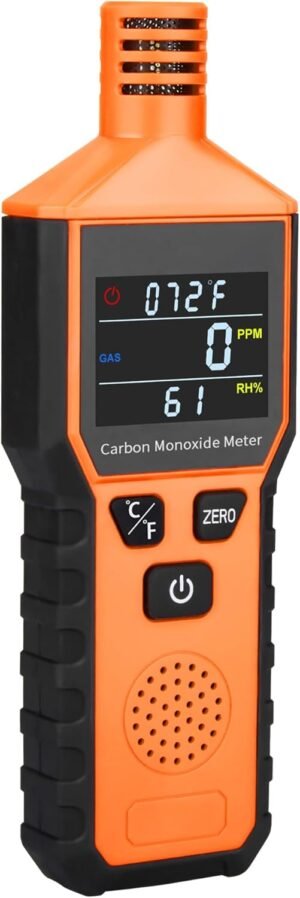 Portable Carbon Monoxide Detector Battery Powerd, Handheld Carbon Monoxide Meter, 3-in-1 Digital Display Temperature (°F),Humidity & CO Level (0-1000PPM),CO Monitor for Travel,Camping,Car,Hotel Room
