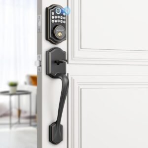 Keyless Entry Door Lock with Handle Set- Fingerprint Deadbolt, Electronic Keypad Deadbolt, Smart Locks for Front Door, Auto-Lock & One Touch Locking, Easy Installation – Oil Rubbed Bronze