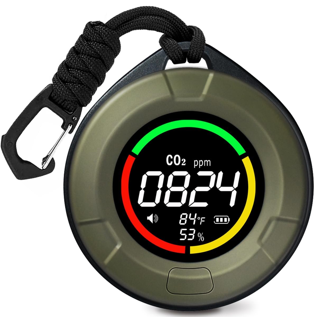 Portable CO2 Detector, 2s Refresh High Accuracy Carbon Dioxide Monitor, 3 in 1 CO2 Meter(Temperature, Humidity and CO2 Value), 96 Hours Standby Time CO2 Monitor for Travel Camping Home Office